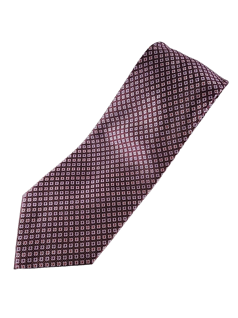 Daniel Milano Burgundy w/Square Dots Silk Necktie - Made in Italy - Like New
